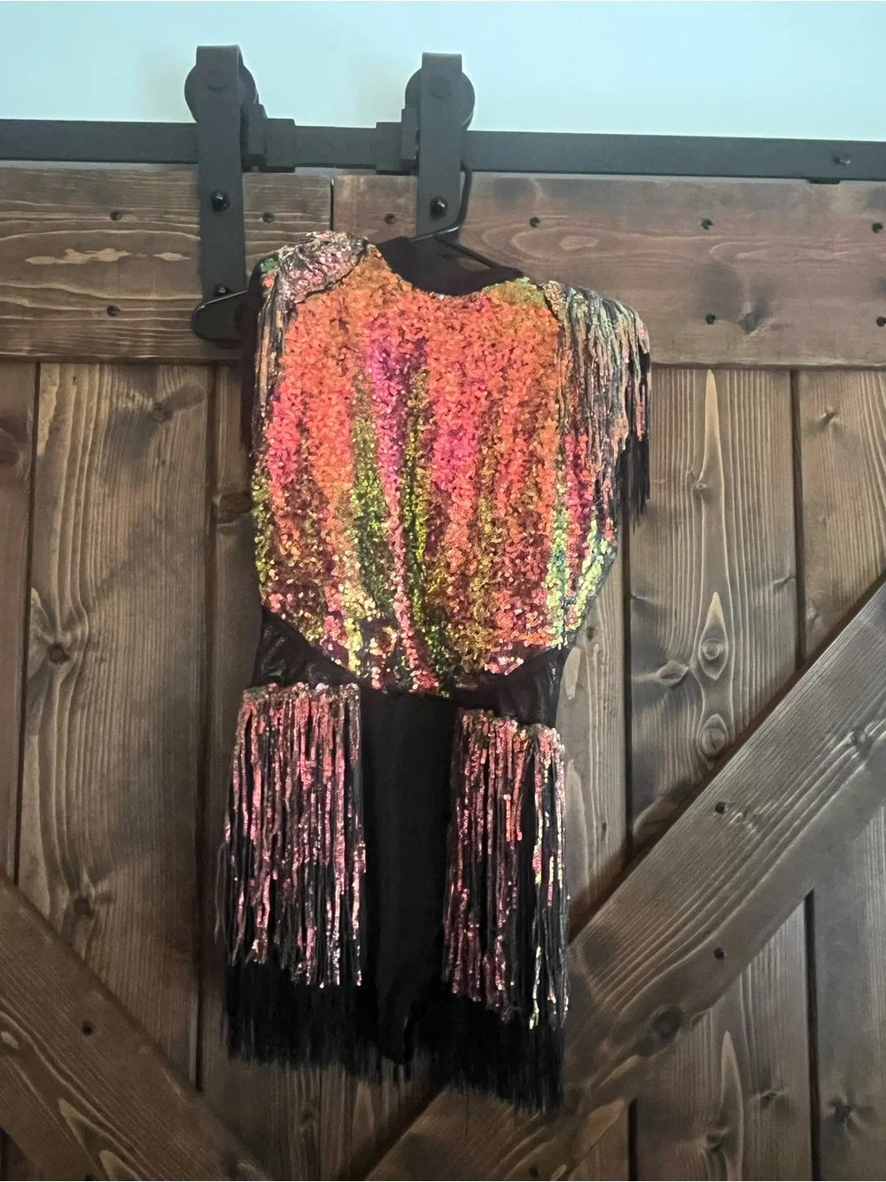 Revolution Sequin Fringe Dress in Black and Multicolor